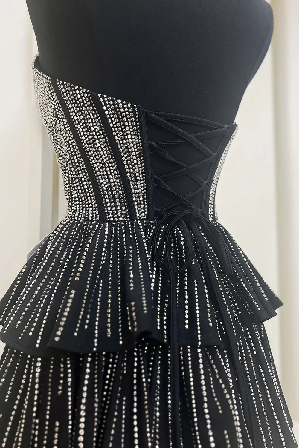 Luolandi A Line Beading Black Homecoming Dress Off Shoulder Short Sparkly Sexy Party Dress